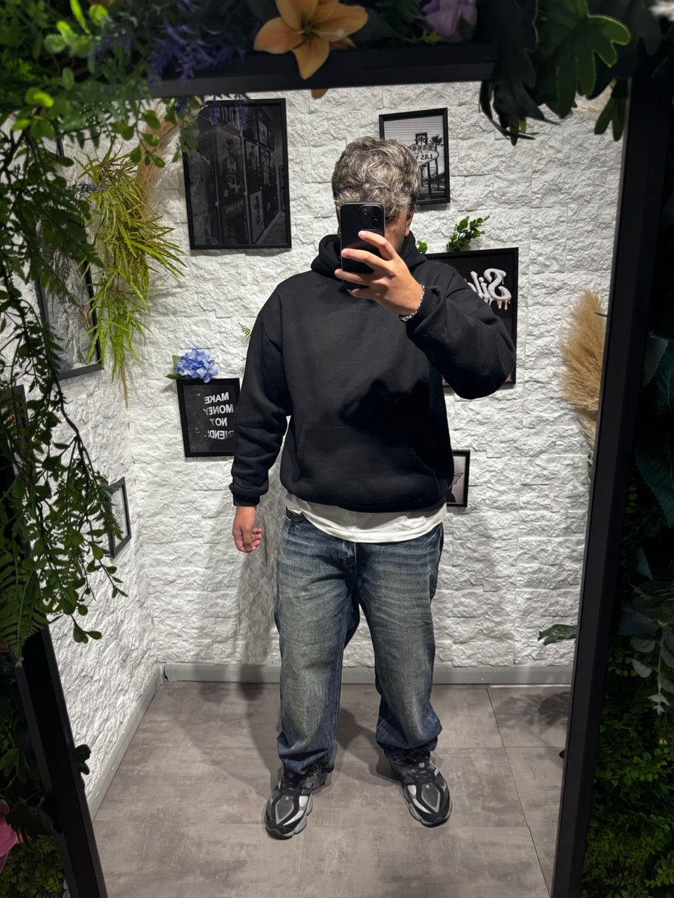 Jeans baggy blu slavato in denim