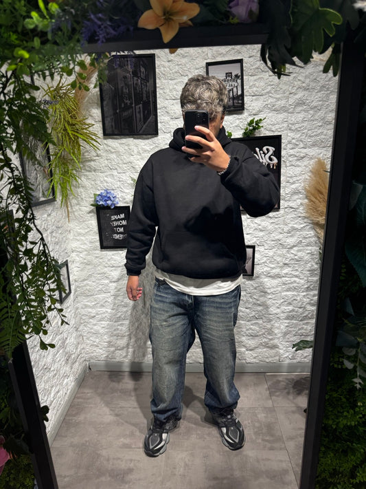 Jeans baggy blu slavato in denim