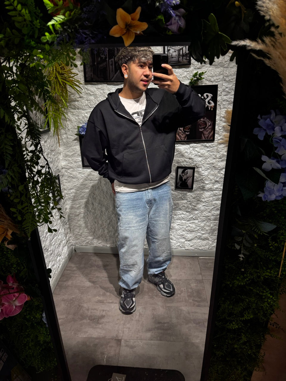 Jeans baggy blu chiaro slavato in denim