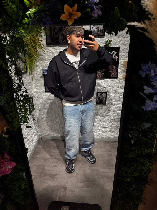 Jeans baggy blu chiaro slavato in denim