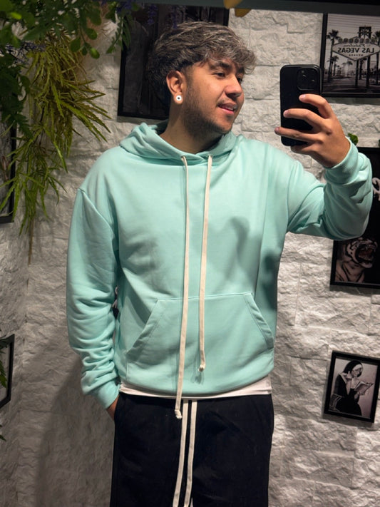 Felpa verde acqua con cappuccio - GARZATA