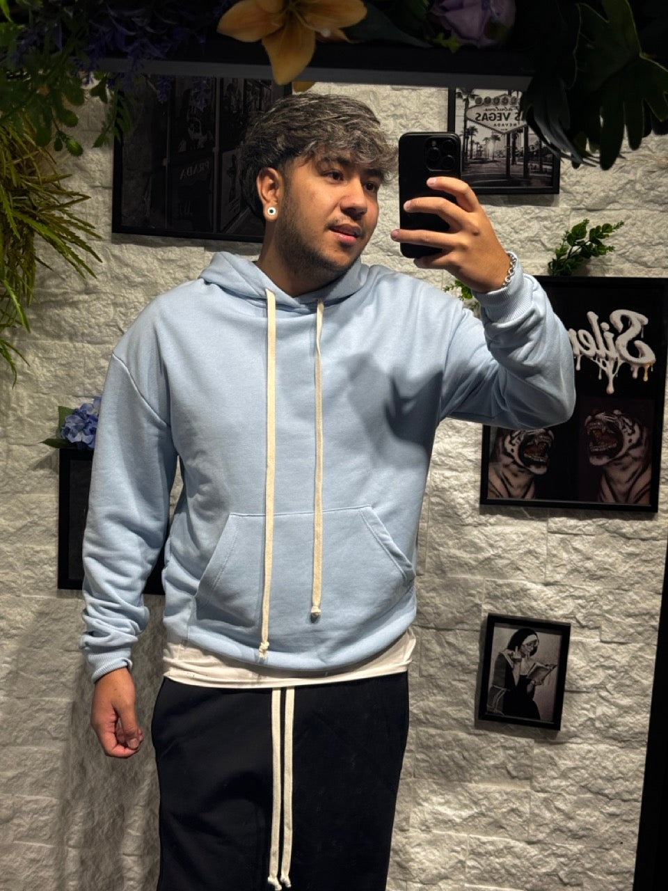 Felpa azzurro chiaro con cappuccio - GARZATA