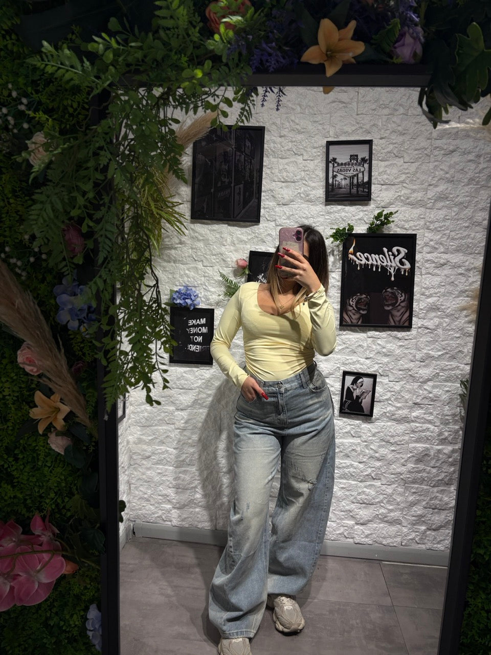 Jeans baggy azzurro chiaro in denim leggermente sabbiato