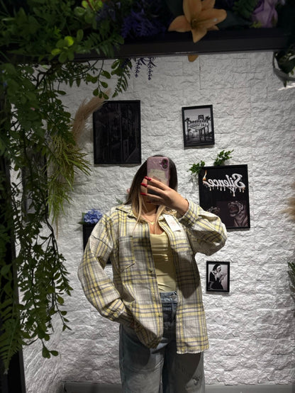 Camicia a quadri brillantinata in cotone