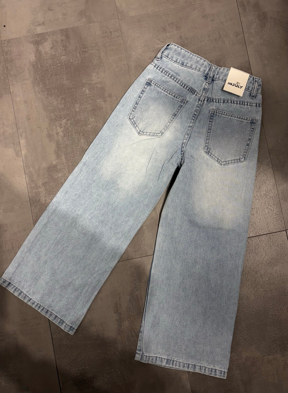 Completo denim azzurro con strass giacca e jeans 6-16 anni
