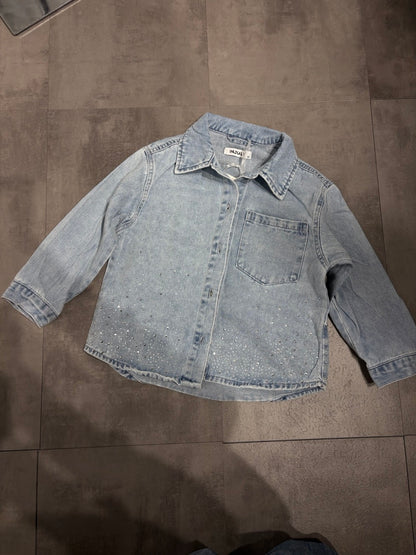 Completo denim azzurro con strass giacca e jeans 6-16 anni