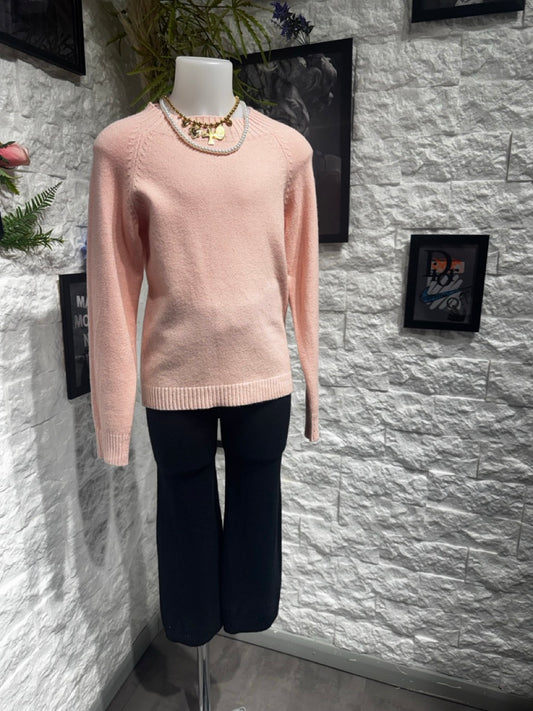 Maglioncino rosa in maglia con polsini brillantinati 4-12 anni