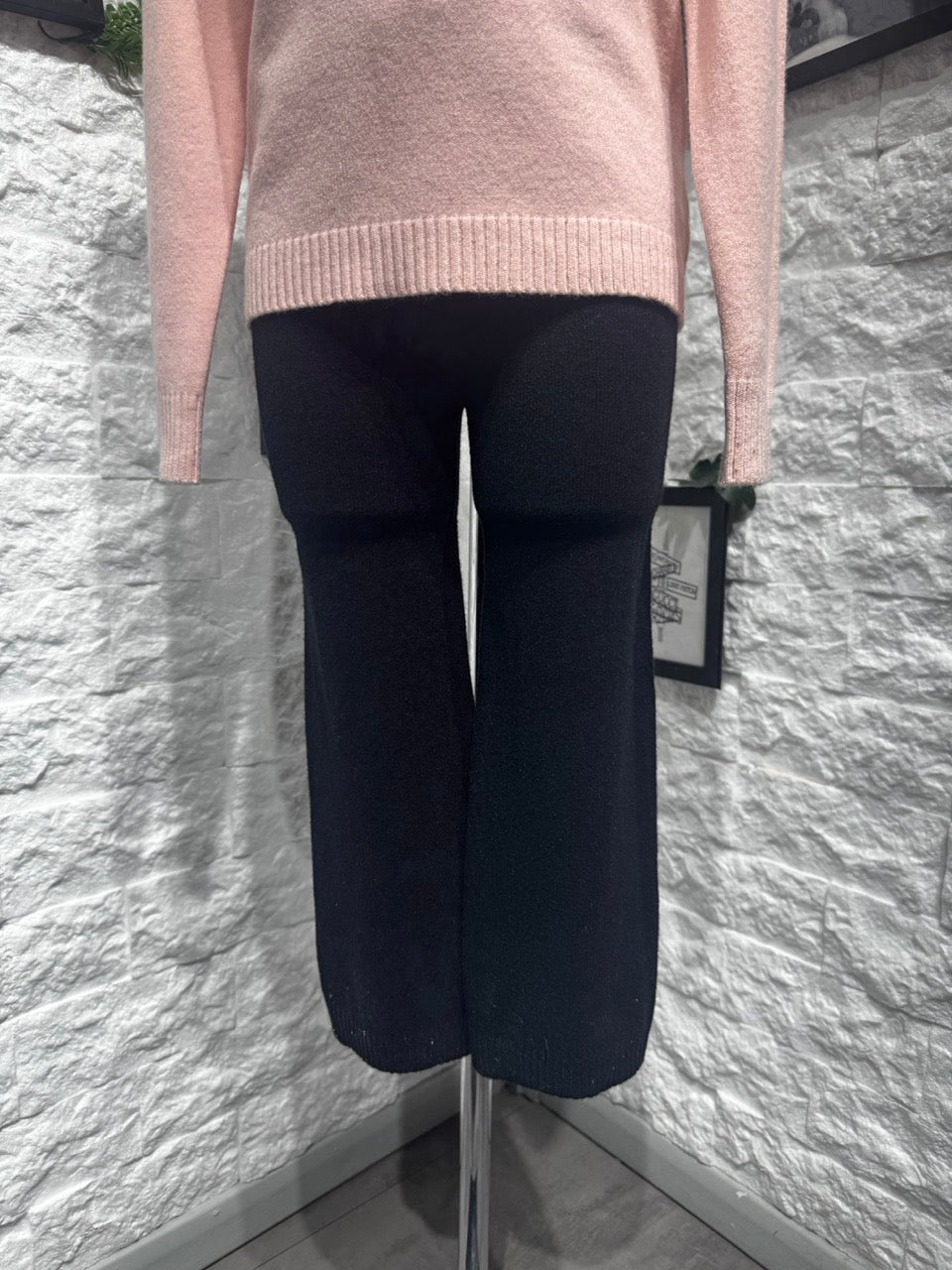 Maglioncino rosa in maglia con polsini brillantinati 4-12 anni