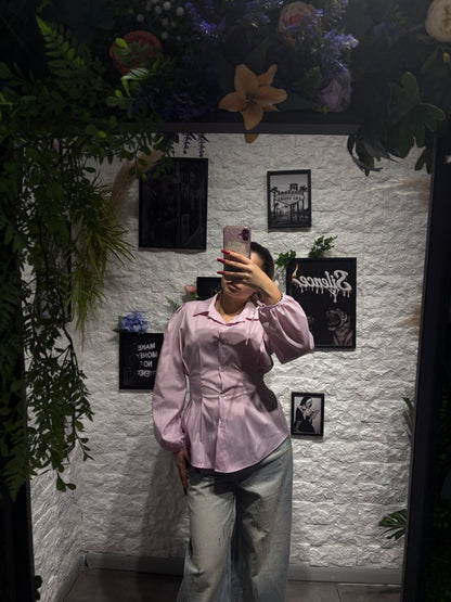 Camicia a righe con punto vita elasticizzato