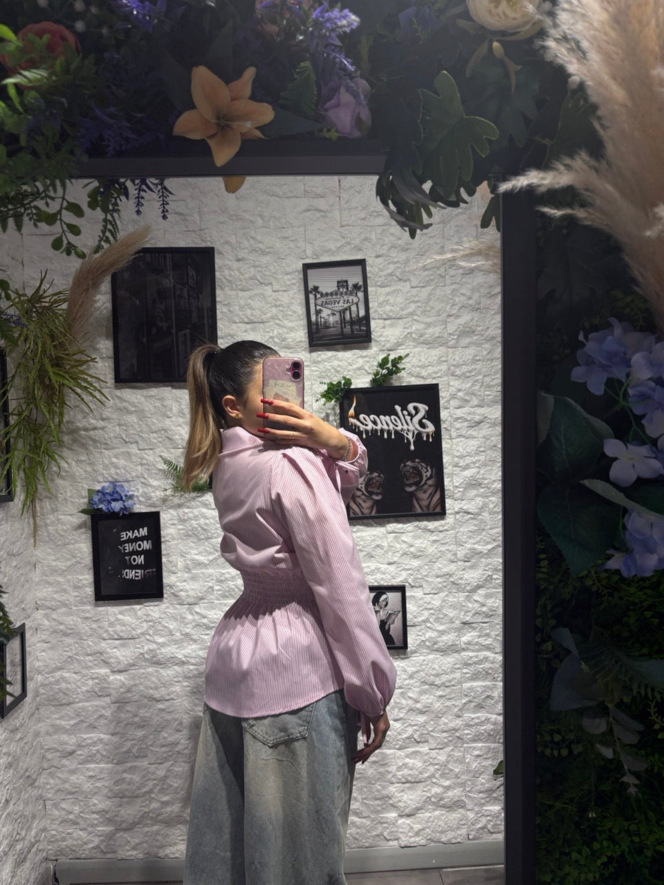 Camicia a righe con punto vita elasticizzato