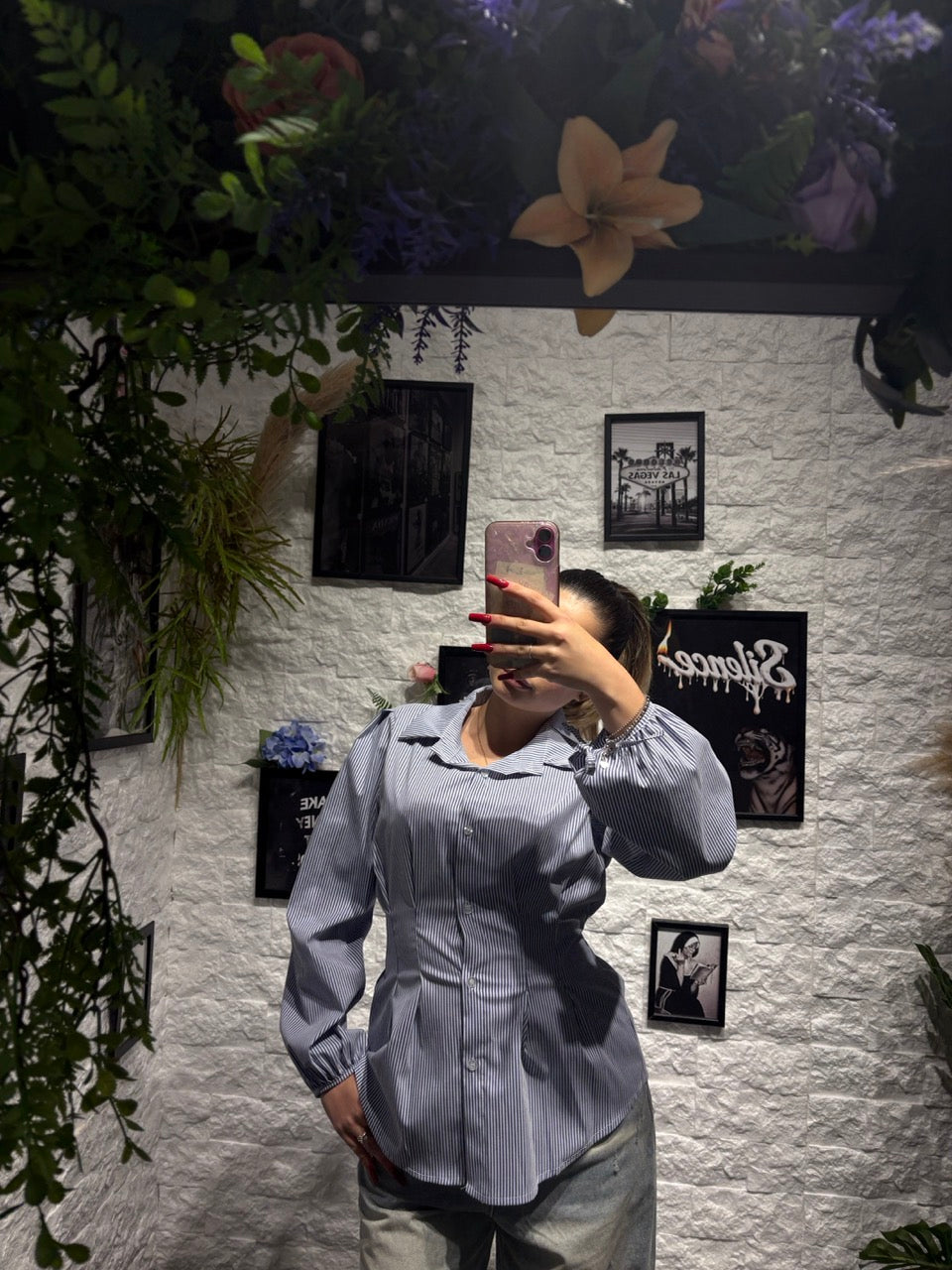 Camicia a righe con punto vita elasticizzato