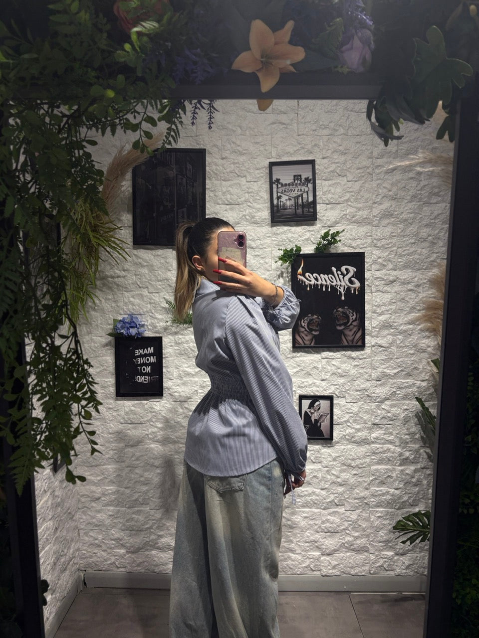 Camicia a righe con punto vita elasticizzato