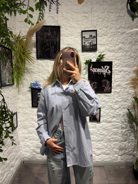 Camicia a righe con brillantini - OVERSIZE