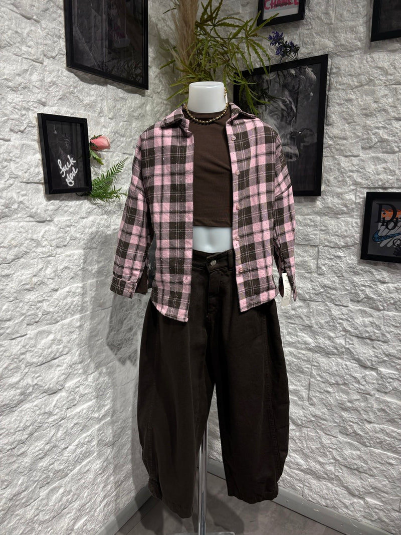 Jeans balloon marrone in denim 10-16 anni