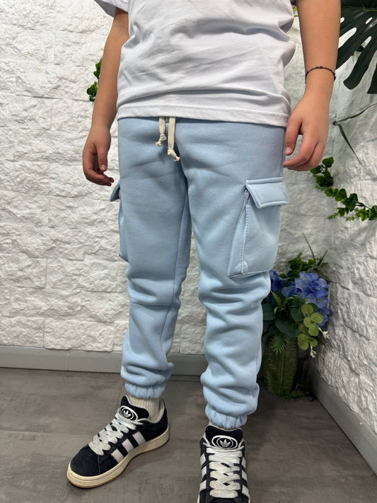 Pantalone cargo turchese in tuta con tasconi - FELPATO 10-16 anni