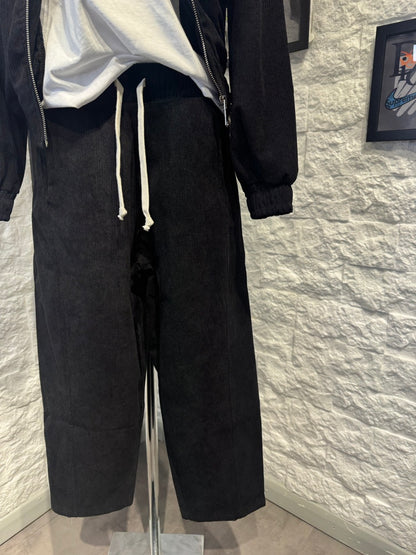 Completo nero a costine con bomber e fondo ampio - GARZATO 6-16 anni