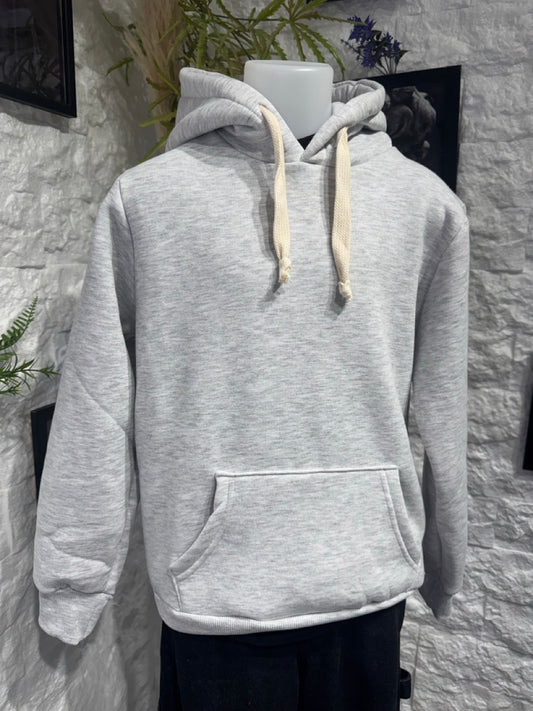 Felpa grigio melange con cappuccio e tasca frontale - FELPATO 10-16 anni