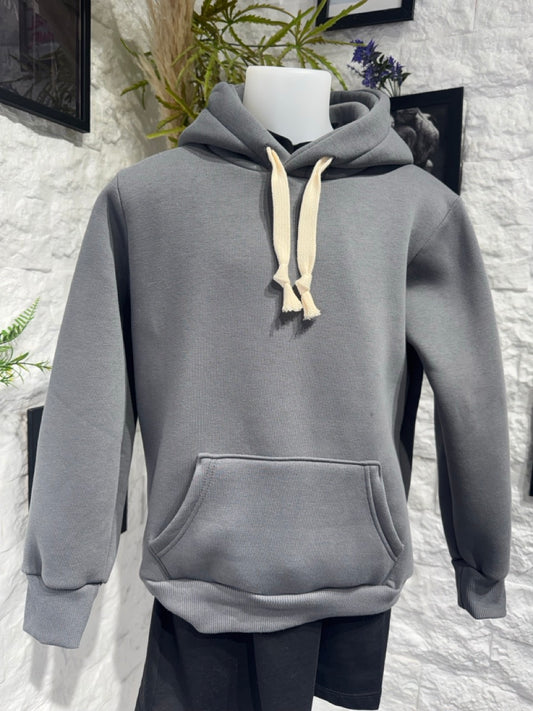 Felpa grigio antracite con cappuccio e tasca frontale - FELPATO 10-16 anni