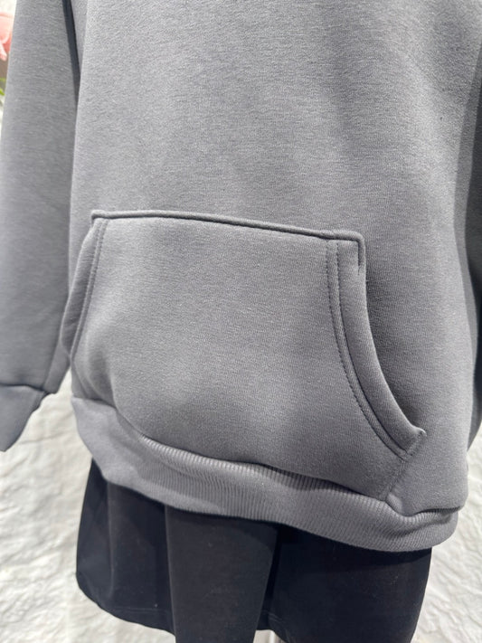 Felpa grigio antracite con cappuccio e tasca frontale - FELPATO 10-16 anni