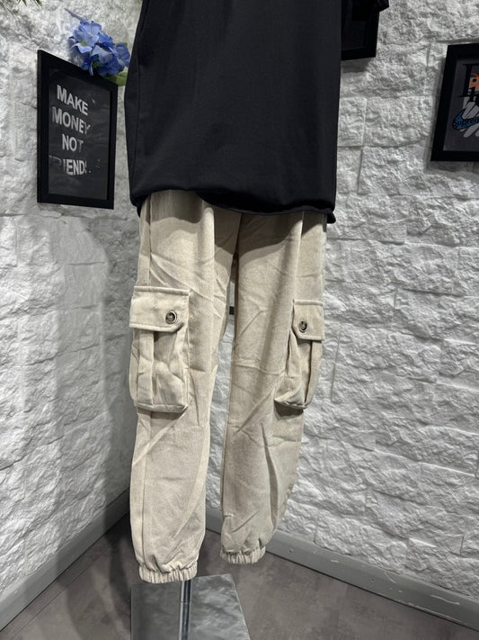 Pantalone cargo beige a costine con tasconi - GARZATO 10-16 anni