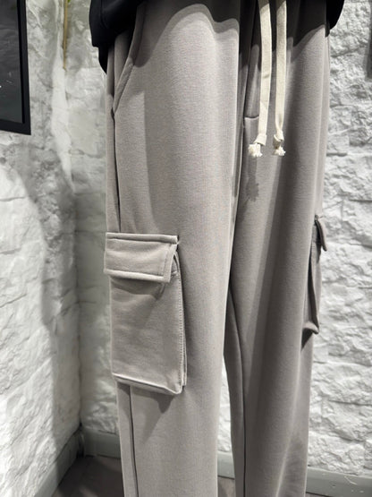 Pantalone cargo grigio campus con laccio lungo - GARZATO 10-16 anni