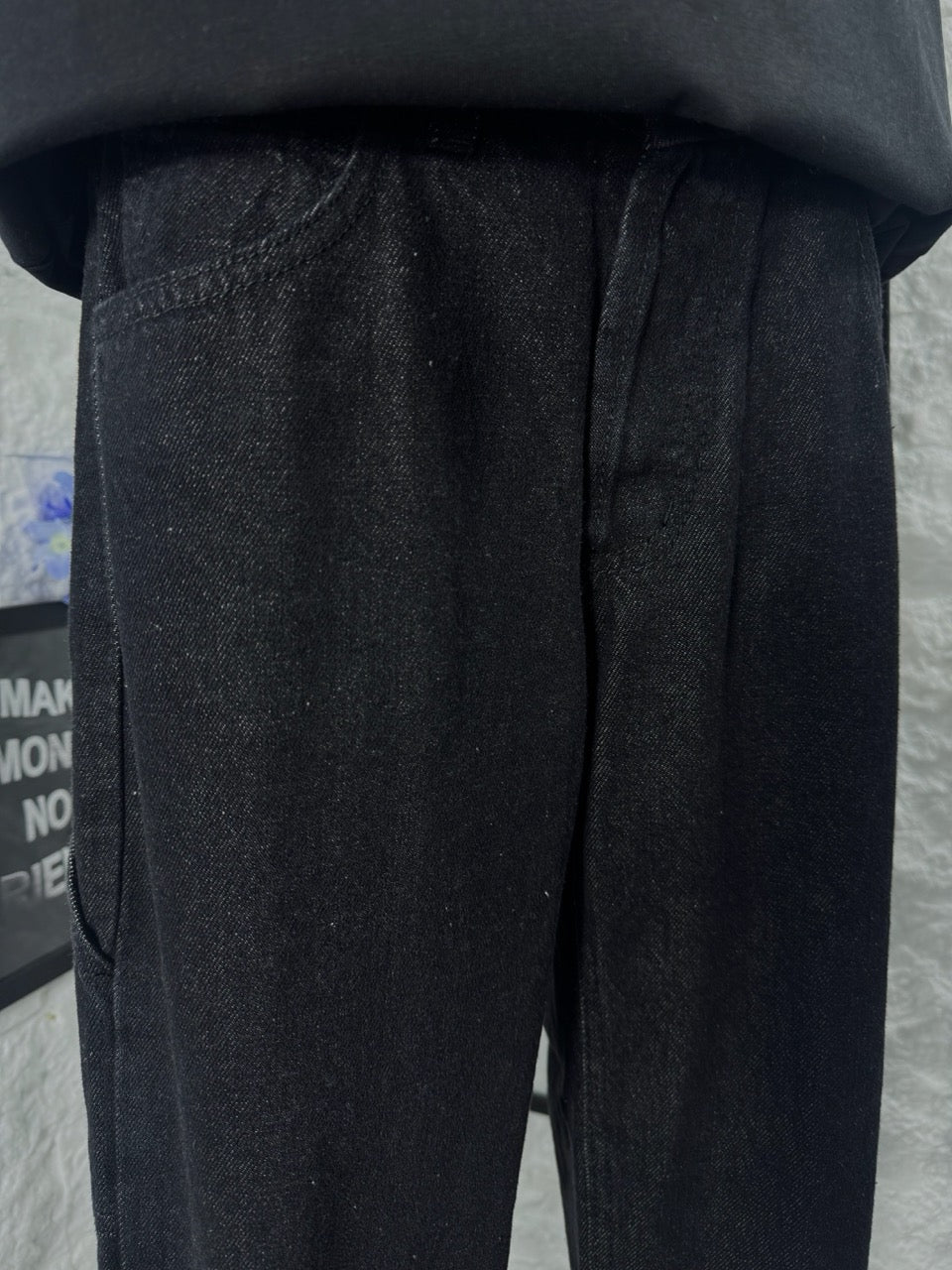 Jeans baggy nero in denim lavaggio scuro 10-16 anni