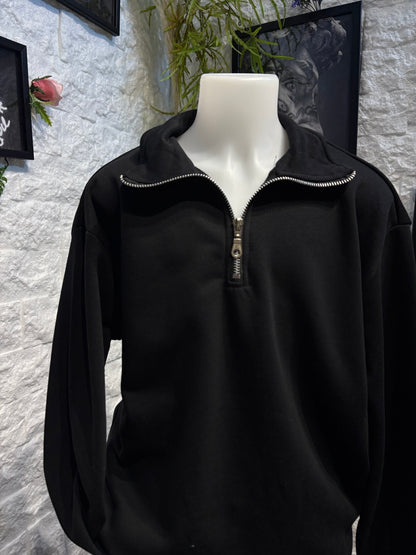 Felpa nera con mezzo collo e zip - GARZATO 10-16 anni