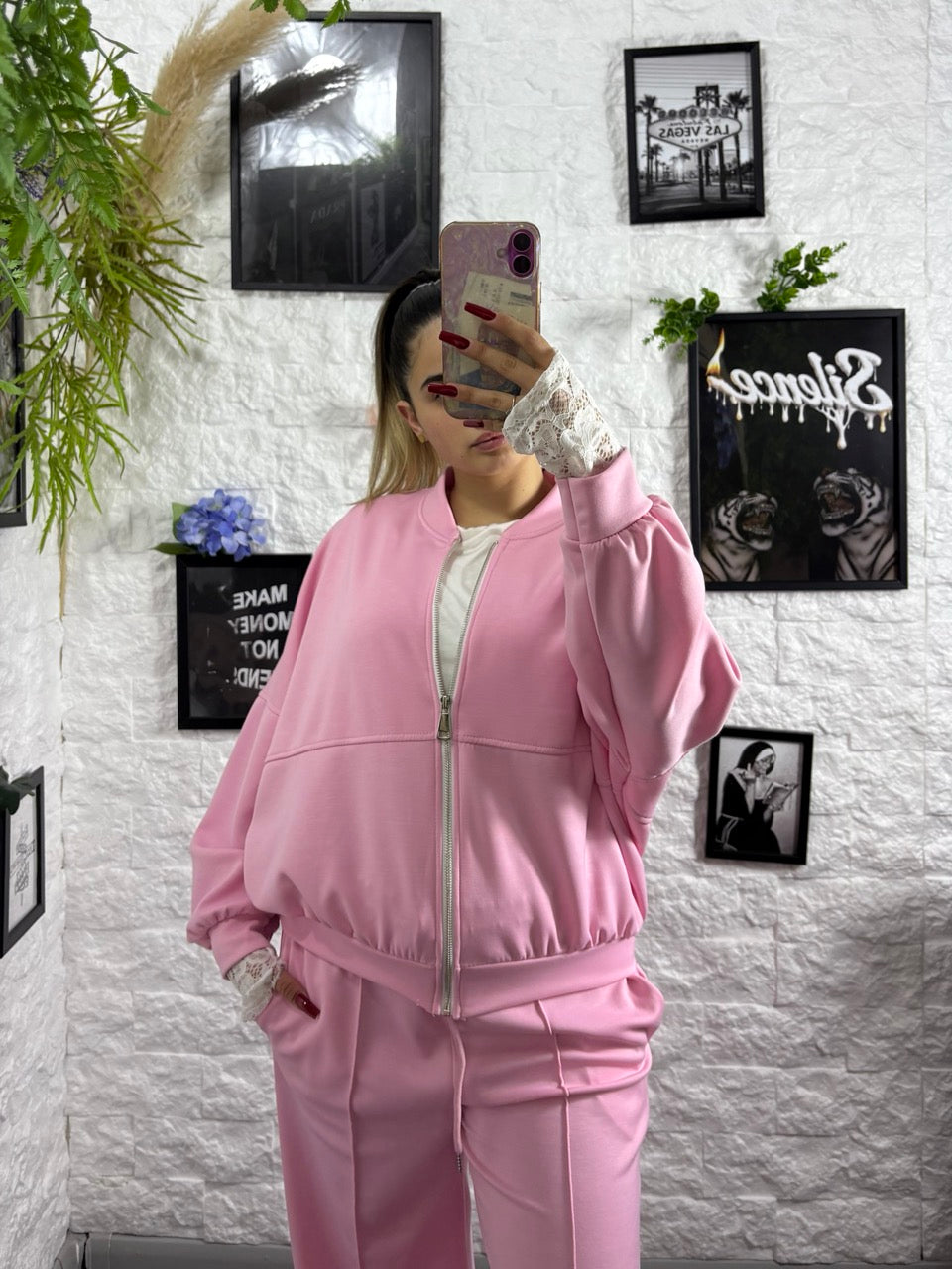 Completo con giacca college zip e pantalone palazzo - GARZATO