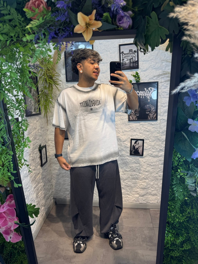 Pantalone balloon grigio piombo in tuta slavato - OVERSIZE - GARZATO