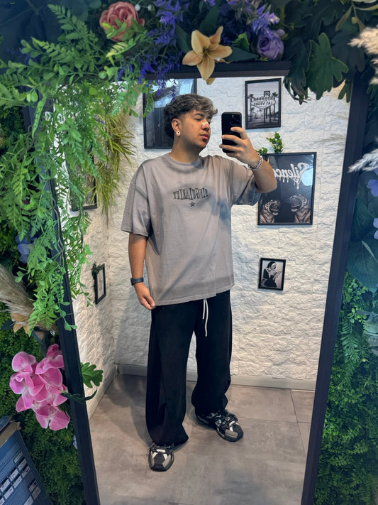 Pantalone balloon nero in tuta slavato - OVERSIZE - GARZATO