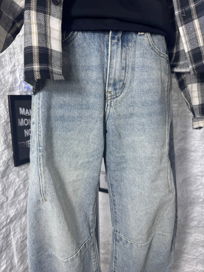 Jeans balloon azzurro chiaro in denim slavato 8-16 anni