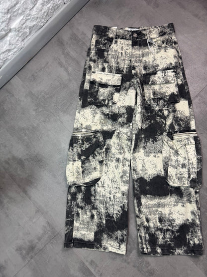 Jeans cargo militari a palazzo con tasconi 8-16 anni