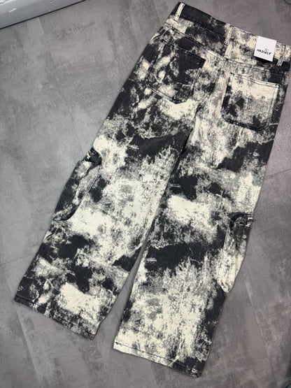 Jeans cargo militari a palazzo con tasconi 8-16 anni