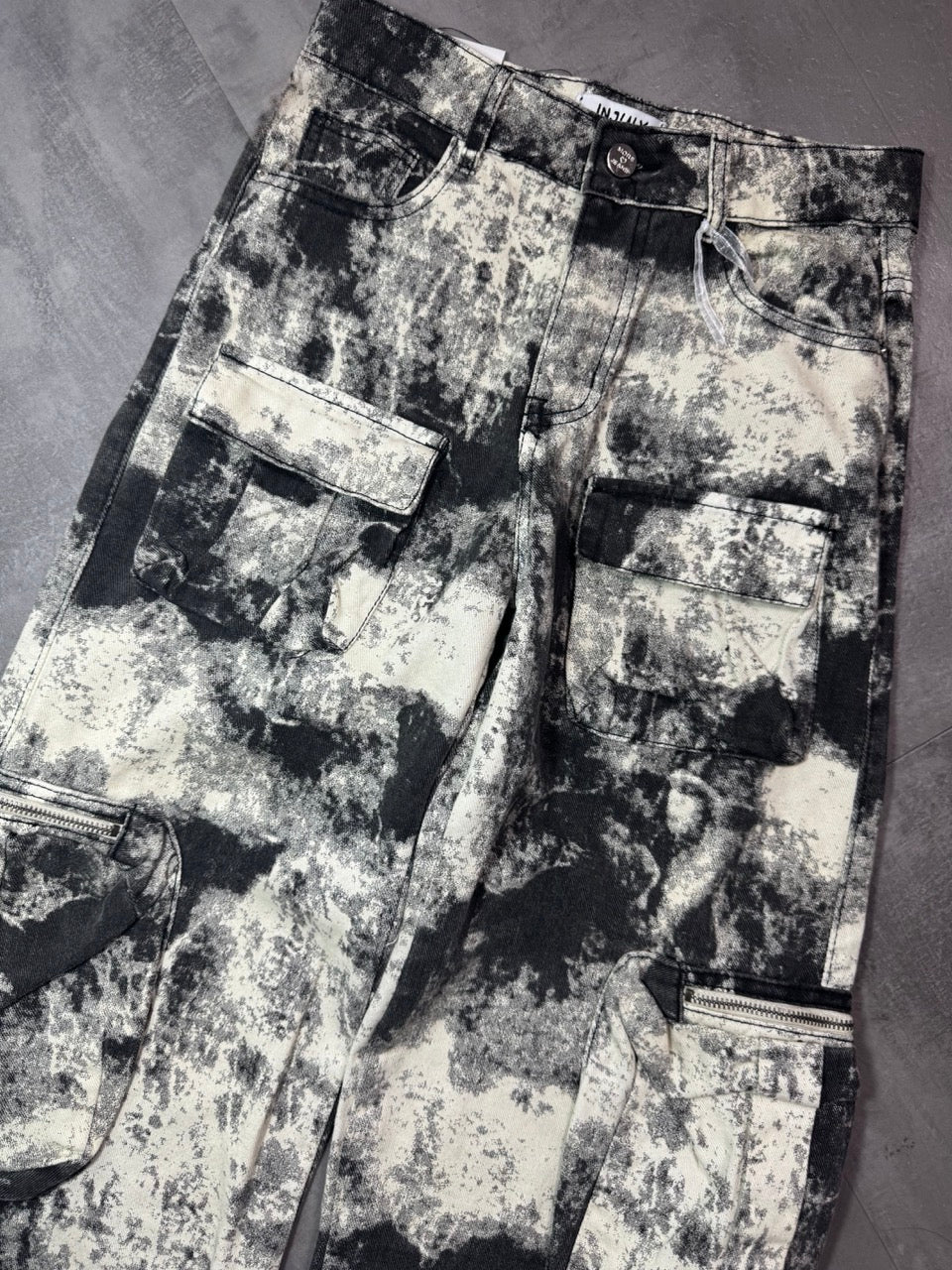 Jeans cargo militari a palazzo con tasconi 8-16 anni