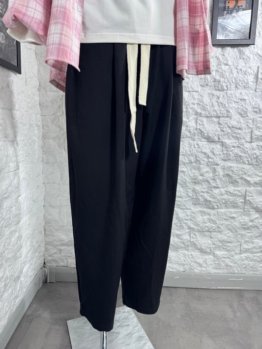 Pantalone nero in tessuto morbido con fondo ampio - OVERSIZE 10-16 anni