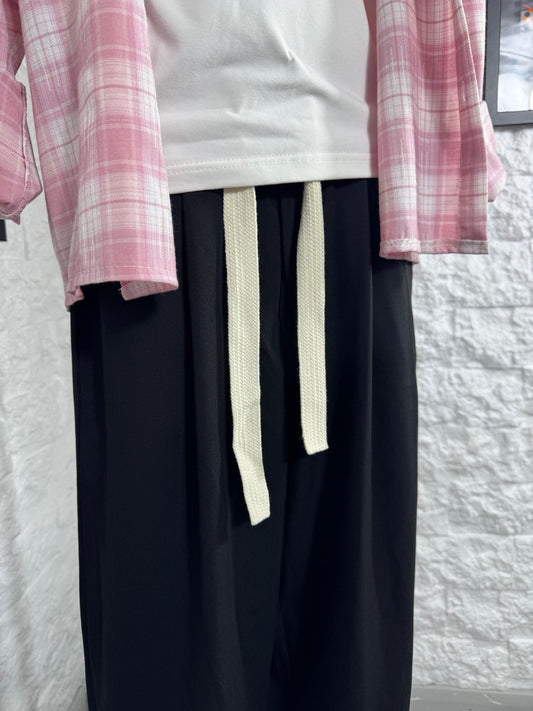 Pantalone nero in tessuto morbido con fondo ampio - OVERSIZE 10-16 anni