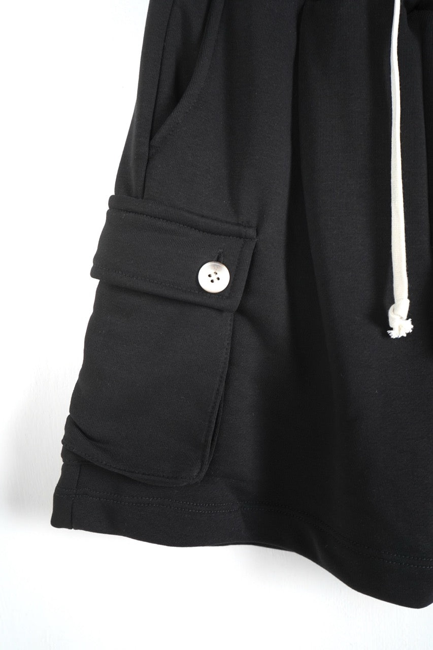 Pantaloncino cargo nero in cotone con tasche laterali 10-16 anni