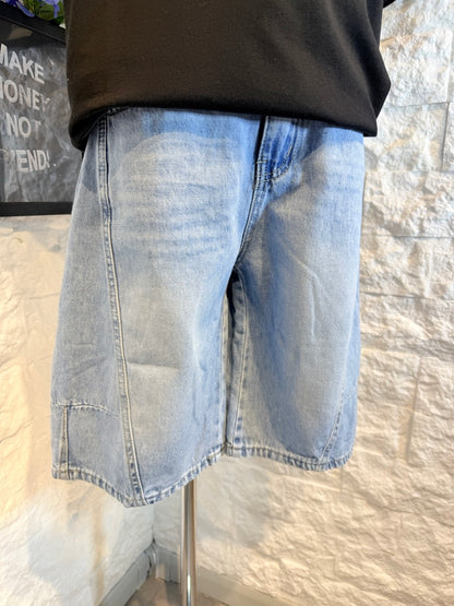 Jeans jort balloon denim chiaro con strappi 8-16 anni