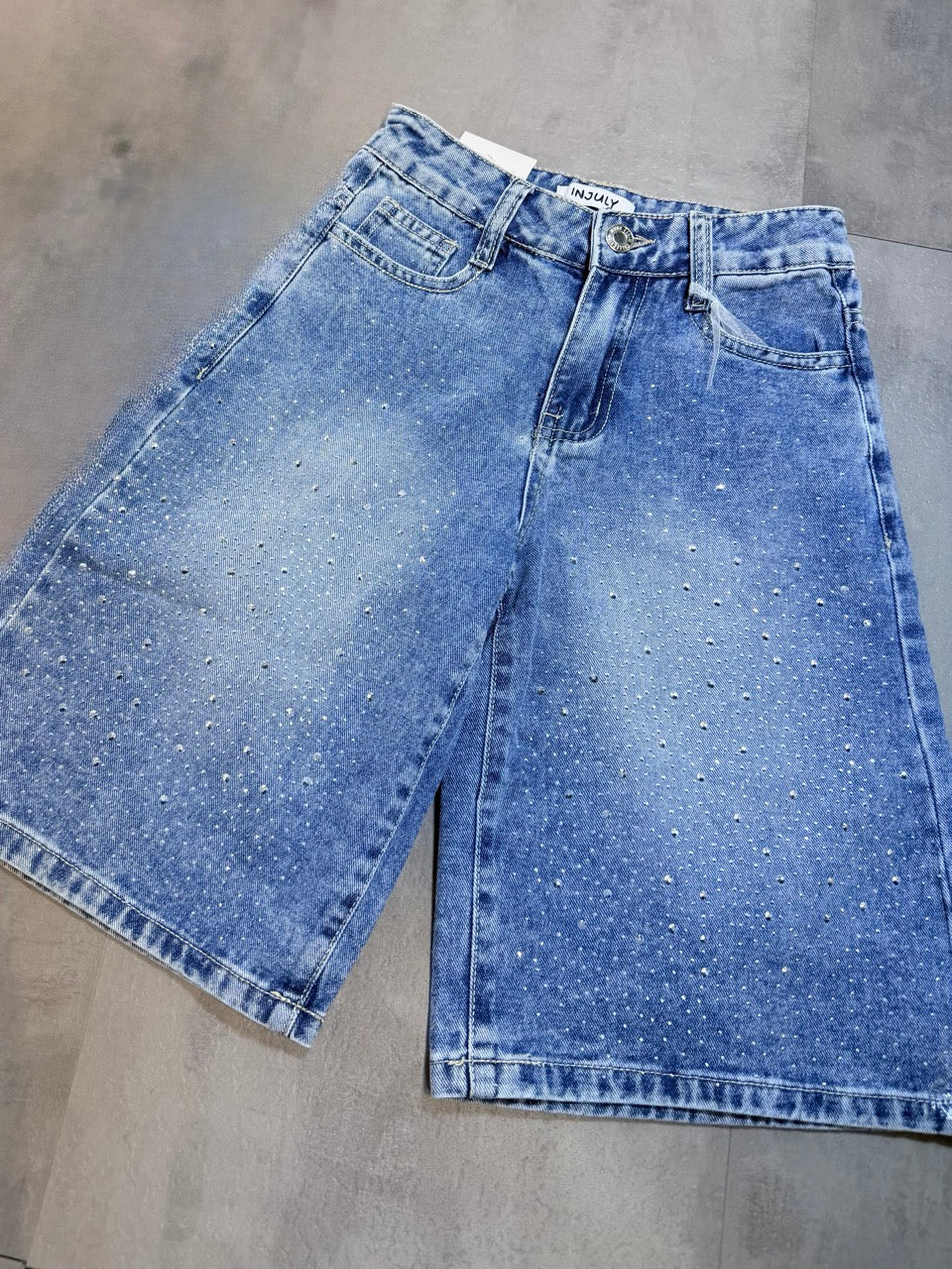 Jeans bermuda blu con brillantini 6-16 anni