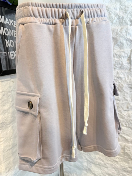 Bermuda cargo grigio ghiaccio in tuta con tasche laterali e laccio 6-16 anni