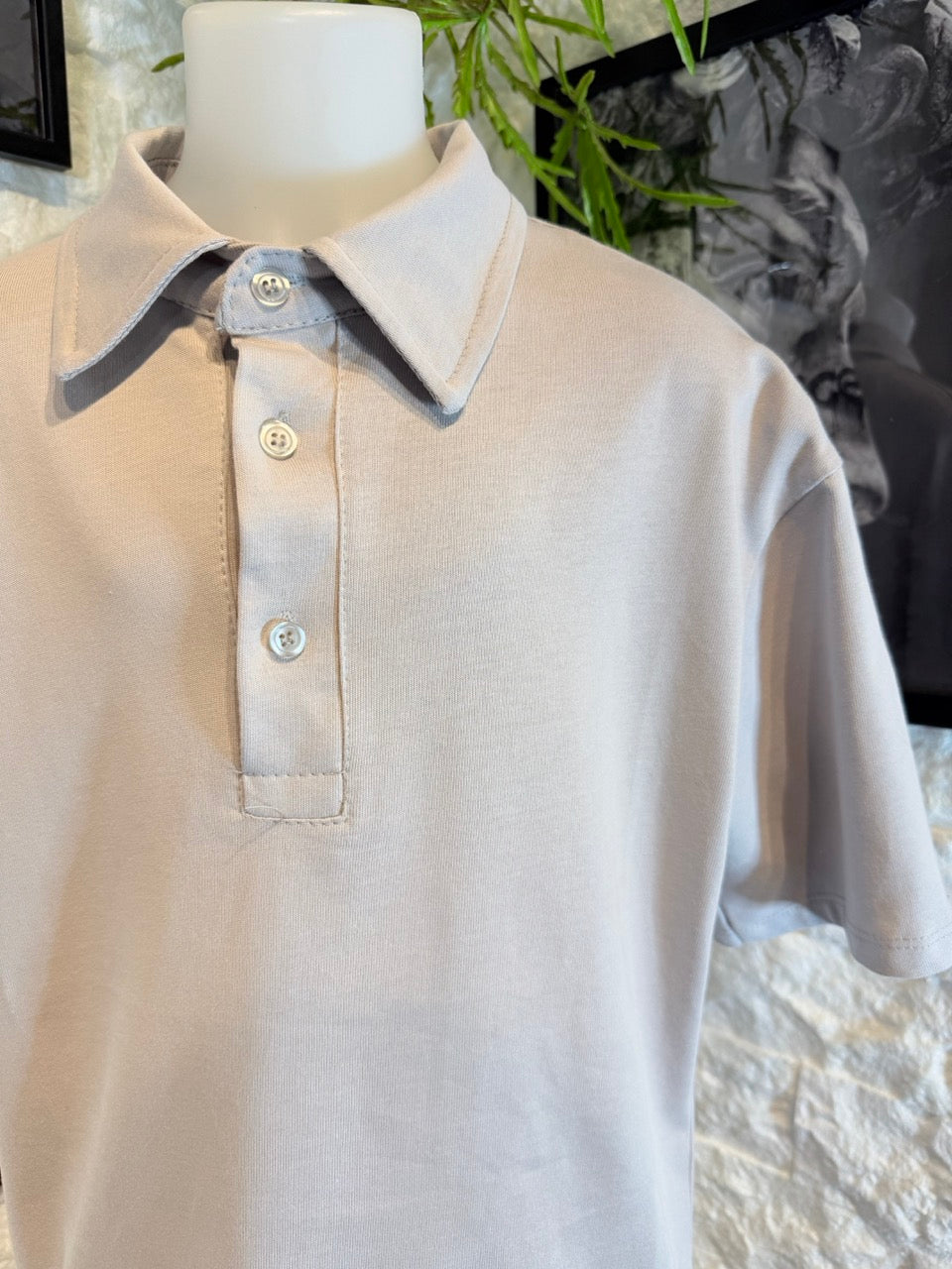 Polo grigio ghiaccio in cotone in tinta unita - OVERSIZE 10-16 anni