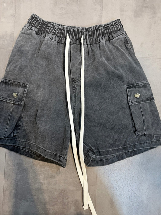 Bermuda cargo piombo slavato con tasche laterali e laccio 10-16 anni