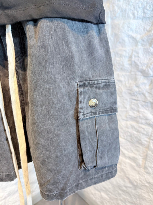 Bermuda cargo piombo slavato con tasche laterali e laccio 10-16 anni