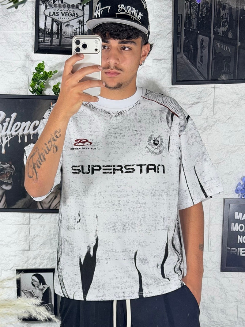T-shirt bianca con stampa Superstan 43 - OVERSIZE