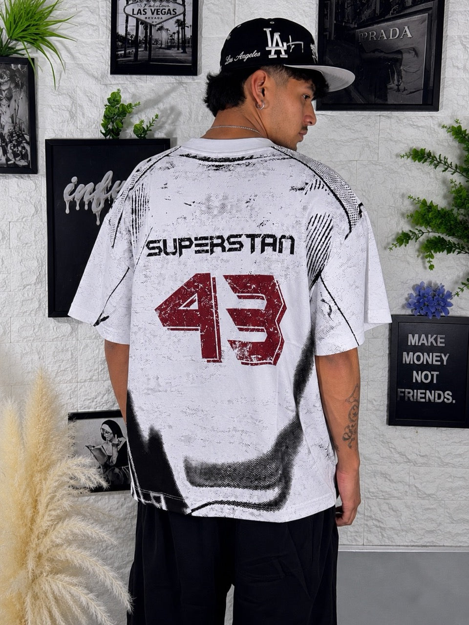 T-shirt bianca con stampa "SUPERSTAT" 43 - OVERSIZE