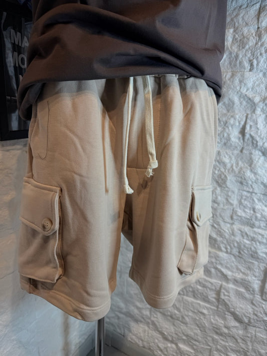 Bermuda cargo beige celeste in cotone con tasche laterali 6-16 anni