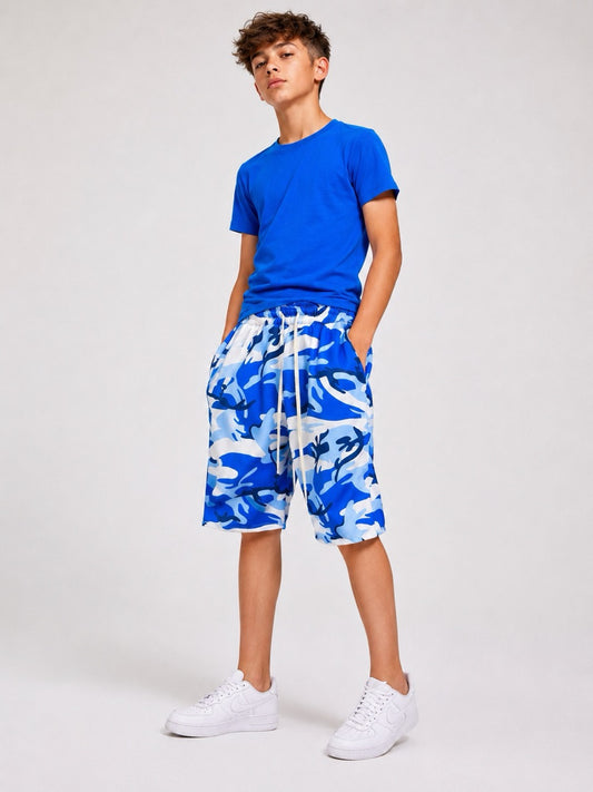 Bermuda jort fantasia militare blu in tuta 10-16 anni