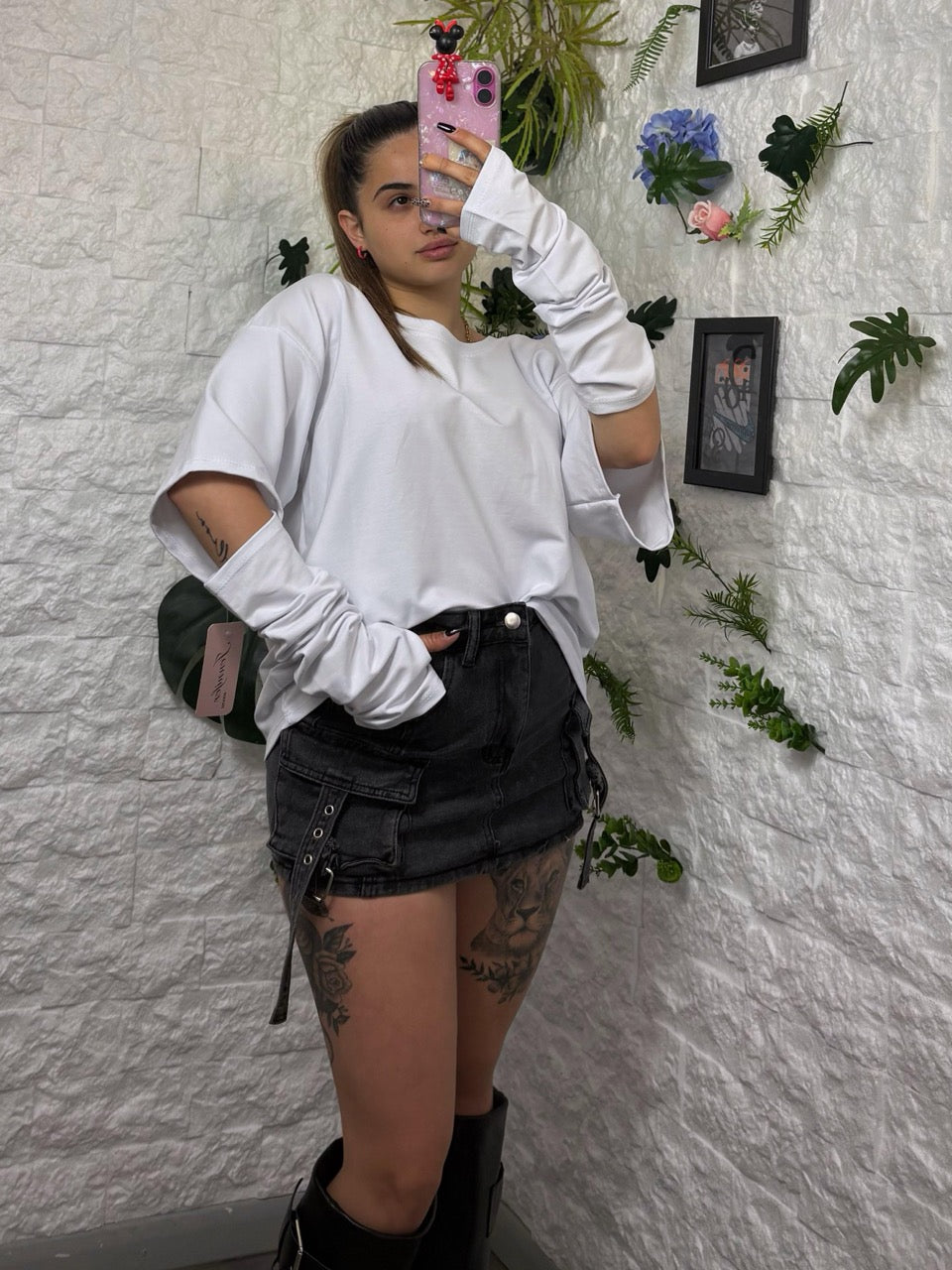 Maglia in tinta unita con manicotti - OVERSIZE