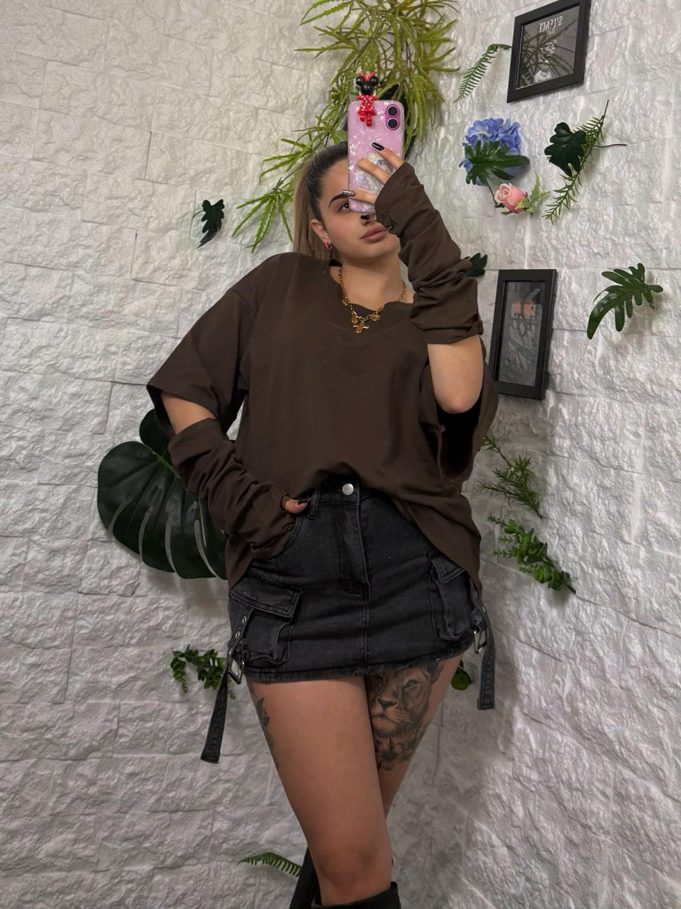 Maglia in tinta unita con manicotti - OVERSIZE
