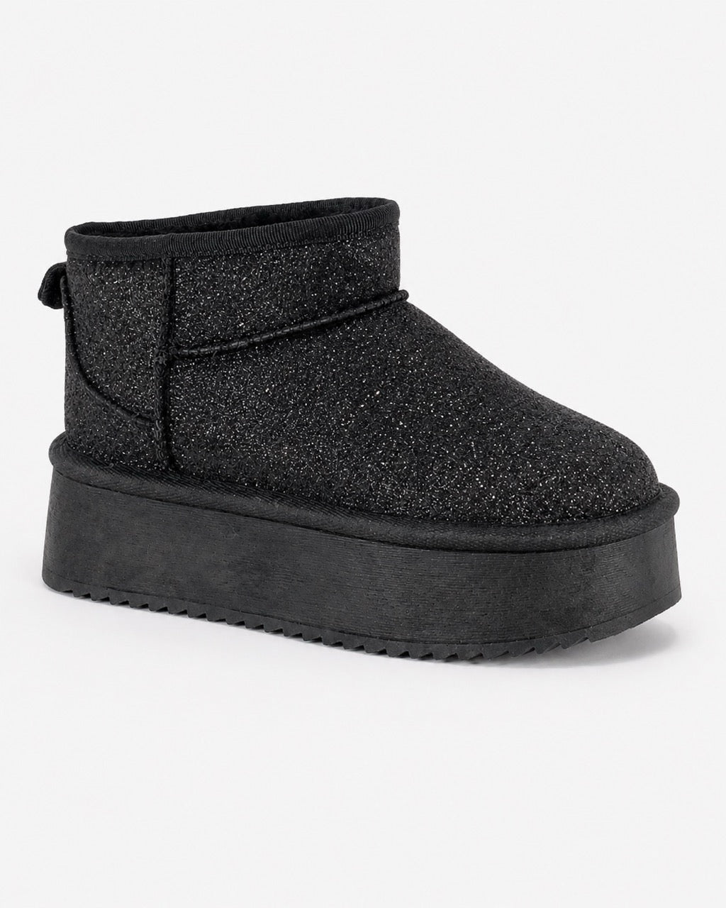 Stivaletto nero brillantinato con suola platform